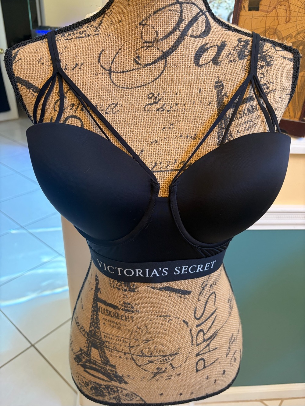 Victoria Secret Balmain Black Multi-Strap Padded Bralette